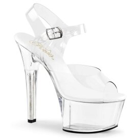 Pleaser Sandalette ASPIRE-608 Transparent Silber EU-35 / US-5