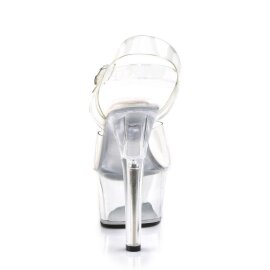 Pleaser Sandalette ASPIRE-608 Transparent Silber EU-35 / US-5