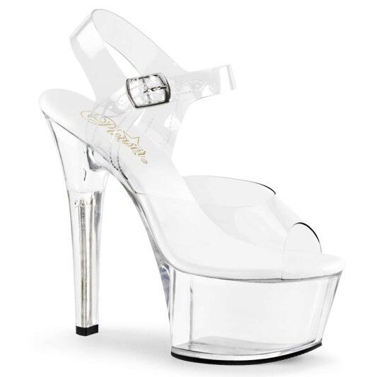 Pleaser Sandalette ASPIRE-608 Transparent Silber EU-38 / US-8