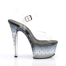 Pleaser Sandalette ASPIRE-608STD Transparent Schwarz EU-35 / US-5