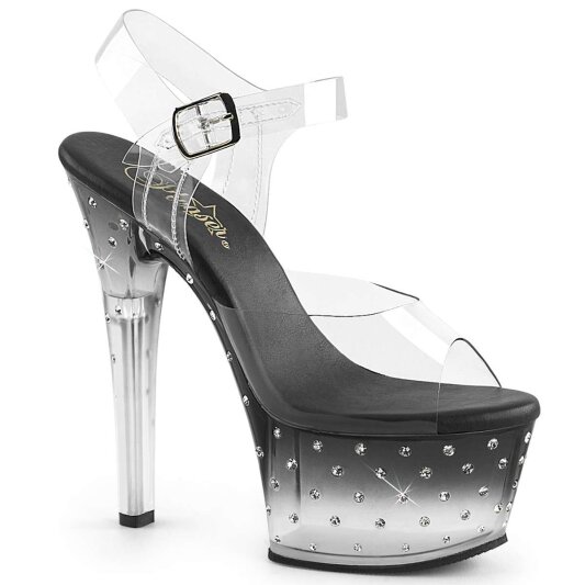 Pleaser Sandalette ASPIRE-608STD Transparent Schwarz EU-37 / US-7