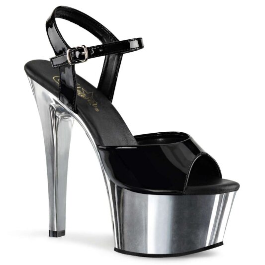 Pleaser Sandalette ASPIRE-609 Schwarz Silber Chrom EU-35 / US-5