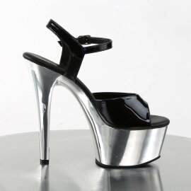 Pleaser Sandalette ASPIRE-609 Schwarz Silber Chrom EU-35 / US-5