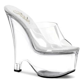 Pleaser Pantolette BEAU-601 Transparent Silber EU-35 / US-5