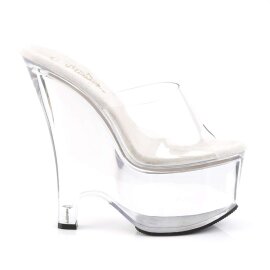 Pleaser Pantolette BEAU-601 Transparent Silber EU-35 / US-5