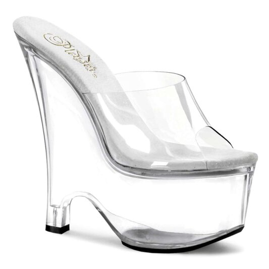 Pleaser Pantolette BEAU-601 Transparent Silber EU-37 / US-7