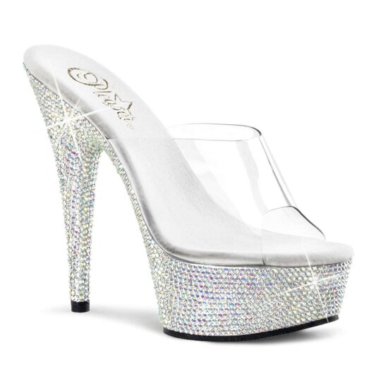 Pleaser Pantolette BEJEWELED-601DM Transparent Silber Strass EU-35 / US-5