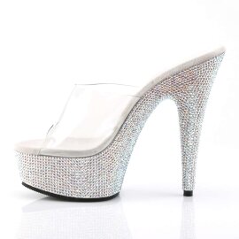 Pleaser Pantolette BEJEWELED-601DM Transparent Silber Strass EU-35 / US-5