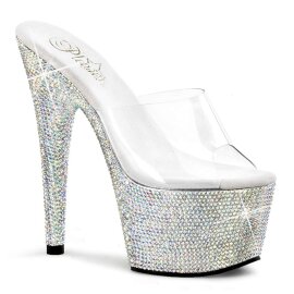 Pleaser Pantolette BEJEWELED-701DM Transparent Silber...