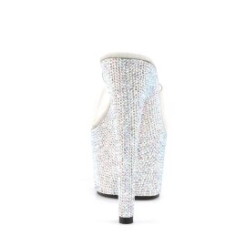 Pleaser Pantolette BEJEWELED-701DM Transparent Silber Strass EU-35 / US-5