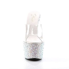 Pleaser Pantolette BEJEWELED-701MS Transparent Silber...