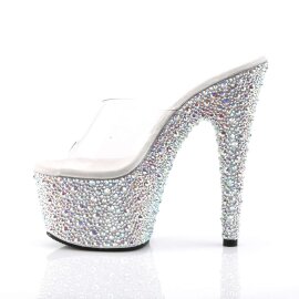 Pleaser Pantolette BEJEWELED-701MS Transparent Silber Strass EU-35 / US-5