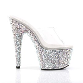 Pleaser Pantolette BEJEWELED-701MS Transparent Silber Strass EU-35 / US-5