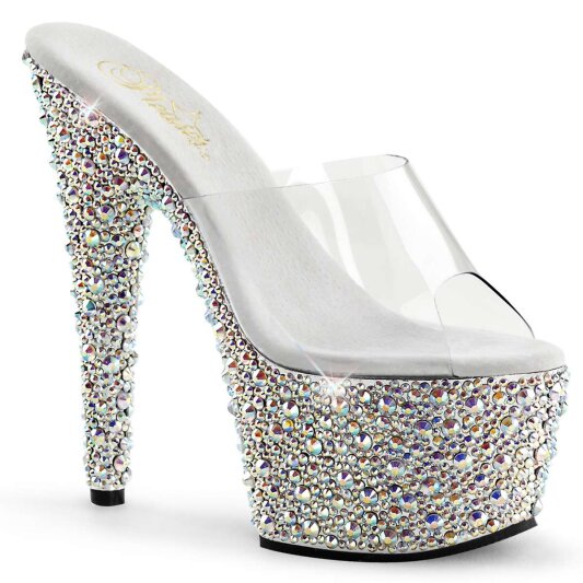 Pleaser Pantolette BEJEWELED-701MS Transparent Silber Strass EU-37 / US-7