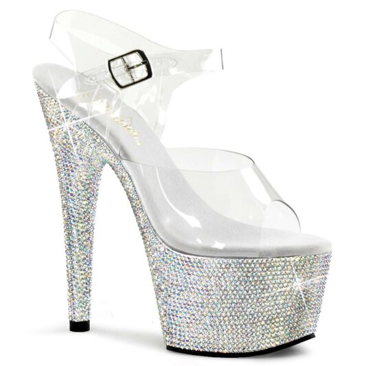 Pleaser Sandalette BEJEWELED-708DM Transparent Silber Strass EU-35 / US-5