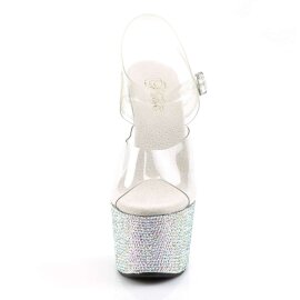 Pleaser Sandalette BEJEWELED-708DM Transparent Silber Strass EU-35 / US-5