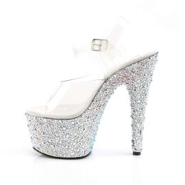Pleaser Sandalette BEJEWELED-708MS Transparent Silber Strass EU-35 / US-5