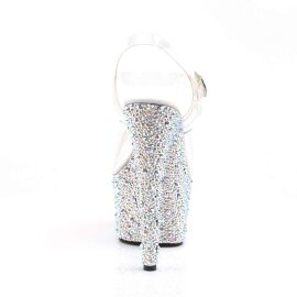 Pleaser Sandalette BEJEWELED-708MS Transparent Silber Strass EU-35 / US-5