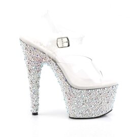 Pleaser Sandalette BEJEWELED-708MS Transparent Silber Strass EU-35 / US-5