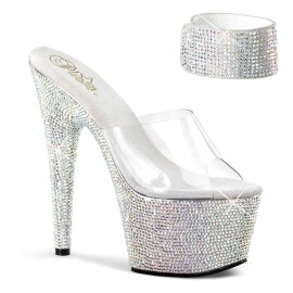 Pleaser Pantolette BEJEWELED-712RS Transparent Silber...