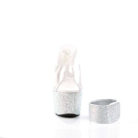Pleaser Pantolette BEJEWELED-712RS Transparent Silber...