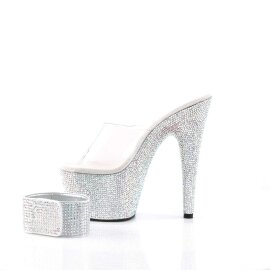 Pleaser Pantolette BEJEWELED-712RS Transparent Silber Strass EU-35 / US-5