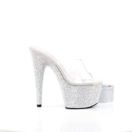 Pleaser Pantolette BEJEWELED-712RS Transparent Silber Strass EU-37 / US-7