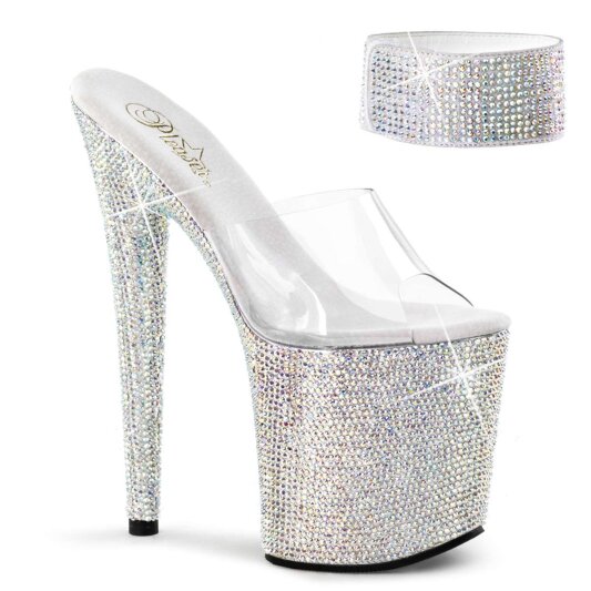 Pleaser Pantolette BEJEWELED-812RS Transparent Silber Strass EU-35 / US-5