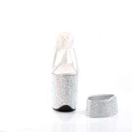 Pleaser Pantolette BEJEWELED-812RS Transparent Silber...
