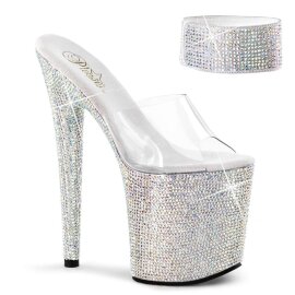 Pleaser Pantolette BEJEWELED-812RS Transparent Silber Strass EU-38 / US-8