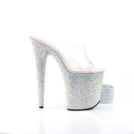 Pleaser Pantolette BEJEWELED-812RS Transparent Silber Strass EU-38 / US-8