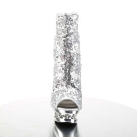 Pleaser Stiefelette BLONDIE-R-1008 Silber Multi Strass Chrom EU-35 / US-5