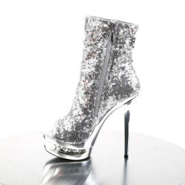 Pleaser Stiefelette BLONDIE-R-1008 Silber Multi Strass Chrom EU-35 / US-5