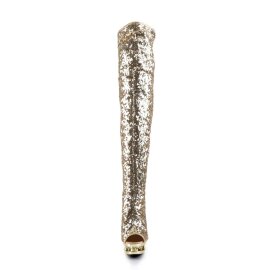 Pleaser Overknee Stiefel BLONDIE-R-3011 Gold Multi...