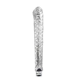 Pleaser Overknee Stiefel BLONDIE-R-3011 Silber Multi Strass Chrom EU-35 / US-5