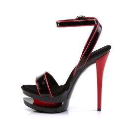Pleaser Sandalette BLONDIE-631-2 Schwarz Rot EU-35 / US-5