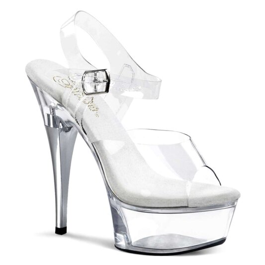 Pleaser Sandalette CAPTIVA-608 Transparent Silber EU-35 / US-5