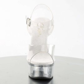 Pleaser Sandalette CAPTIVA-608 Transparent Silber EU-35 / US-5