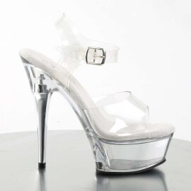 Pleaser Sandalette CAPTIVA-608 Transparent Silber EU-35 / US-5