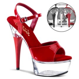 Pleaser Sandalette CAPTIVA-609 Transparent Rot EU-35 / US-5