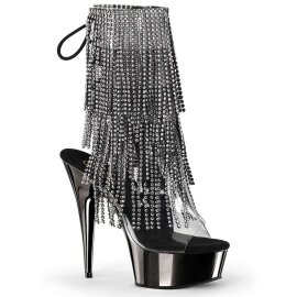 Pleaser Stiefelette DELIGHT-1017RSF Transparent Silber-Schwarz Chrom EU-35 / US-5