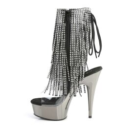Pleaser Stiefelette DELIGHT-1017RSF Transparent Silber-Schwarz Chrom EU-35 / US-5