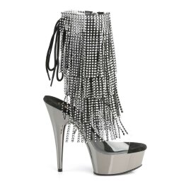 Pleaser Stiefelette DELIGHT-1017RSF Transparent Silber-Schwarz Chrom EU-35 / US-5