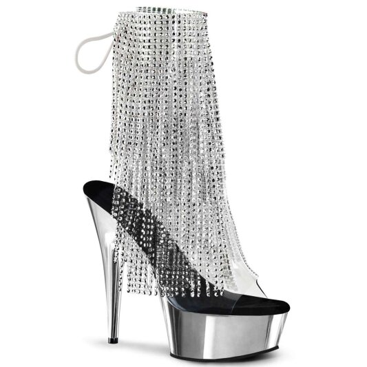 Pleaser Stiefelette DELIGHT-1017RSF Transparent Silber Chrom EU-35 / US-5