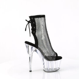 Pleaser ADORE-1018RM Plateau Sandaletten Kunstleder Clear Strass Schwarz