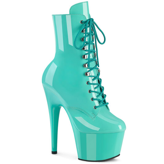 Pleaser ADORE-1020 Plateau Stiefeletten Lack Türkis