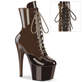 Pleaser ADORE-1020DC Plateau Stiefeletten Lack Braun Mokka