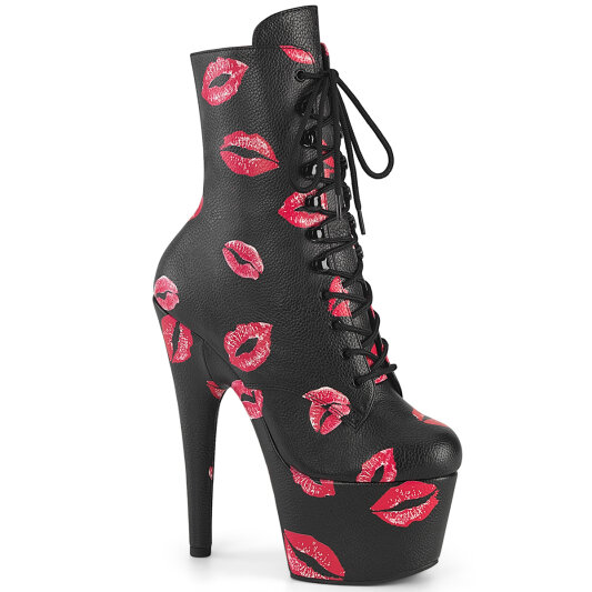Pleaser ADORE-1020KISSES Plateau Stiefeletten Kunstleder Schwarz