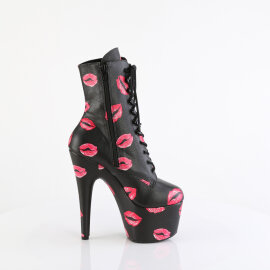 Pleaser ADORE-1020KISSES Plateau Stiefeletten Kunstleder Schwarz