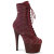 Pleaser ADORE-1020RM Plateau Stiefeletten Kunstleder Strass Mesh Burgundrot